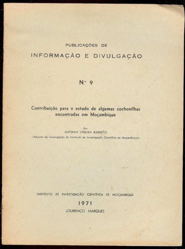 CONTRIBUI��O PARA O ESTUDO DE ALGUMAS COCHONILHAS ENCONTRADAS EM MO�AMBIQUE